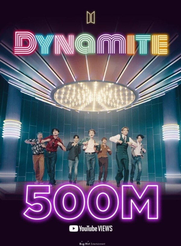 방탄소년단, 'Dynamite' MV 조회수 5억뷰 돌파 [사진=빅히트 엔터테인먼트]